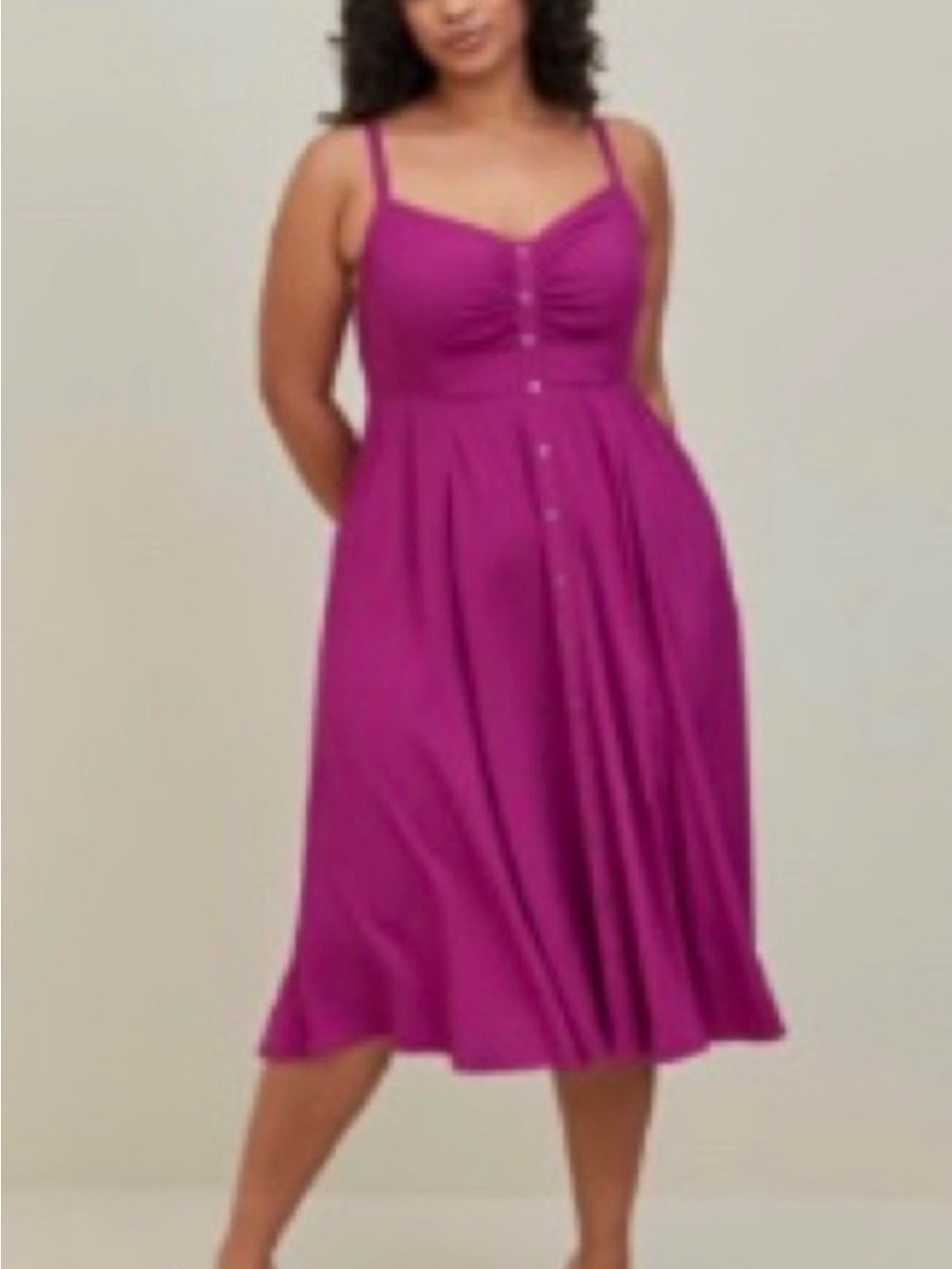 torrid Magenta Button-Front Midi Dress